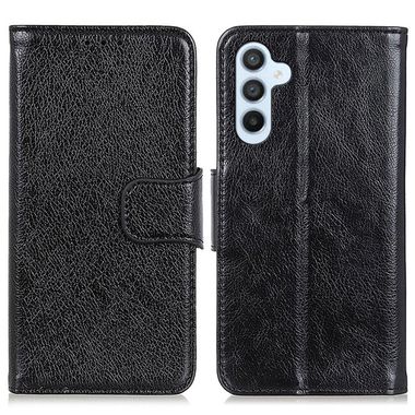 Peňaženkové kožené puzdro Nappa na Samsung Galaxy A25 5G - Čierna