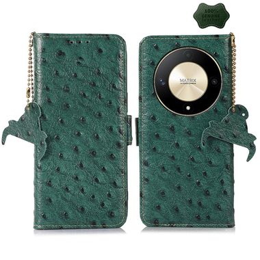 Peňaženkové kožené puzdro Ostrich na Honor Magic6 Lite - Zelená