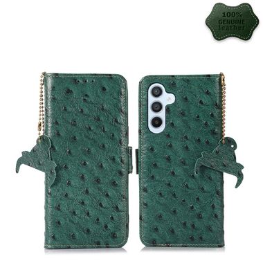 Peňaženkové kožené puzdro OSTRICH na Samsung Galaxy A34 5G – Zelená
