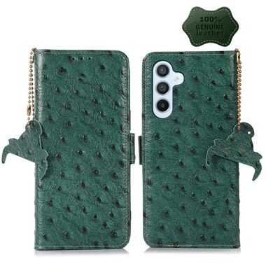 Peňaženkové kožené puzdro Ostrich Pattern na Samsung Galaxy A25 5G - Zelená