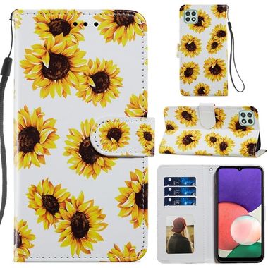 Peňaženkové kožené puzdro PAINTED na Samsung Galaxy A22 5G - Sunflower