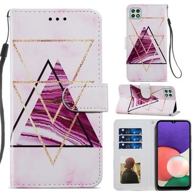 Peňaženkové kožené puzdro PAINTED na Samsung Galaxy A22 5G - Three-color Marble