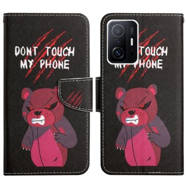 Peňaženkové kožené puzdro PAINTED na Xiaomi Mi 11T / 11T Pro – Červený medveď