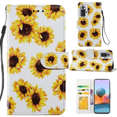 Peňaženkové kožené puzdro PAINTED na Xiaomi Redmi Note 10 Pro - Sunflower