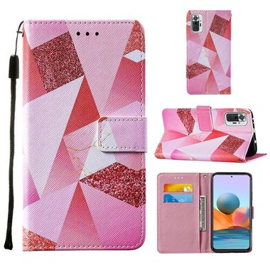 Peňaženkové kožené puzdro PAINTING na Xiaomi Redmi Note 10 Pro - Pink Rhombus