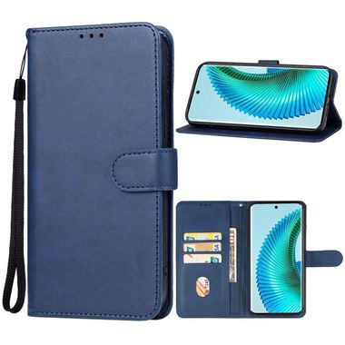 Peňaženkové kožené puzdro Plain na Honor Magic6 Lite - Modrá