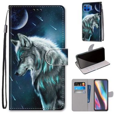 Peňaženkové kožené puzdro pre Motorola Moto G 5G Plus - Pensive Wolf