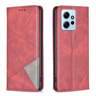 Peňaženkové kožené puzdro Prismatic na Xiaomi Redmi Note 12 4G - Červená
