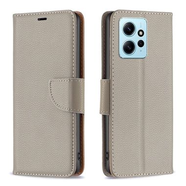 Peňaženkové kožené puzdro Pure Color na Xiaomi Redmi Note 12 4G - Sivá