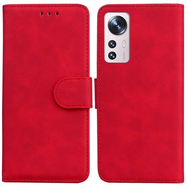 Peňaženkové kožené puzdro Pure na Xiaomi 12 Pro - Červená