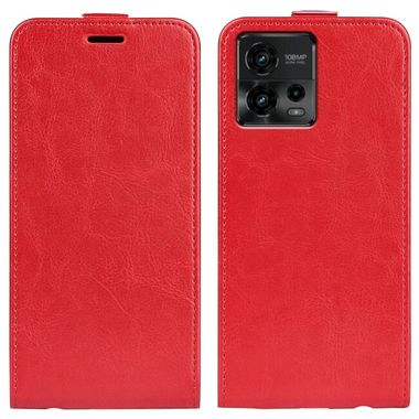 Peňaženkové kožené puzdro R64 Texture na Motorola Moto G72 - Červená