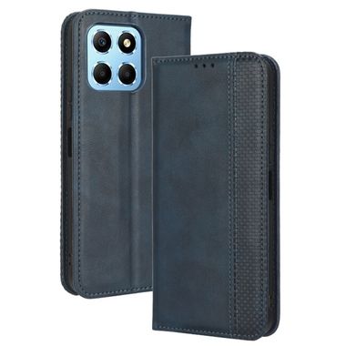 Peňaženkové kožené puzdro Retro na Honor X8 5G/X6 - Modrá