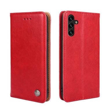 Peňaženkové kožené puzdro RETRO na Samsung Galaxy A04s – Červená
