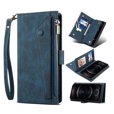 Peňaženkové kožené puzdro RETRO na Samsung Galaxy S22 5G - Modrá