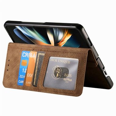 Peňaženkové kožené puzdro Retro na Samsung Galaxy Z Fold4 - Hnedá