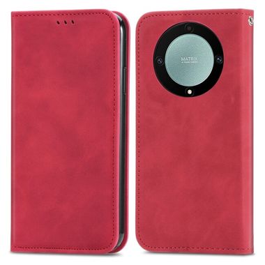 Peňaženkové kožené puzdro Retro Skin na Honor Magic5 Lite - Červená