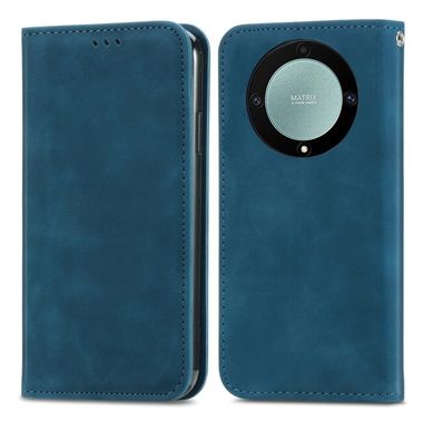 Peňaženkové kožené puzdro Retro Skin na Honor Magic5 Lite - Modrá