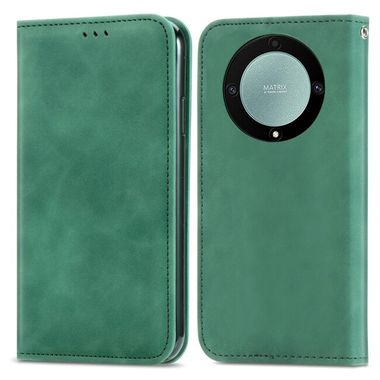Peňaženkové kožené puzdro Retro Skin na Honor Magic5 Lite - Zelená