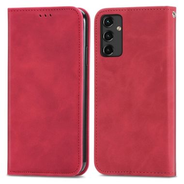 Peňaženkové kožené puzdro RETRO SKIN na Samsung Galaxy A14 4G/5G – Červená