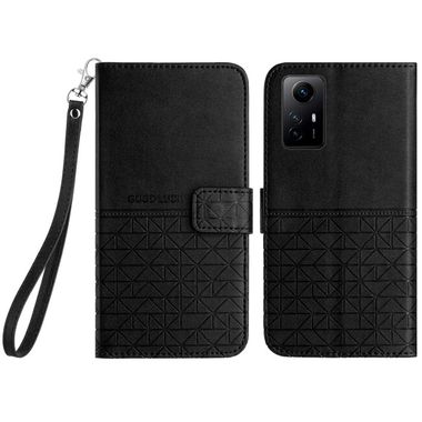 Peňaženkové kožené puzdro Rhombic na Xiaomi Redmi Note 12S - Čierna