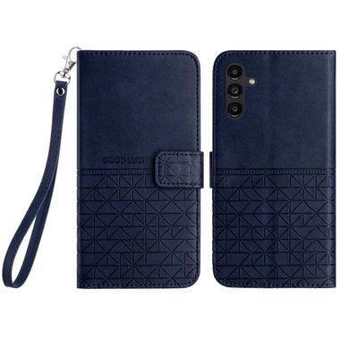 Peňaženkové kožené puzdro Rhombic Texture na Samsung Galaxy A25 5G - Modrá
