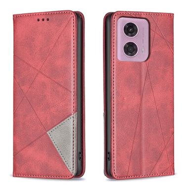 Peňaženkové kožené puzdro Rhombus Magnetic na Motorola Moto G34 5G - Červená