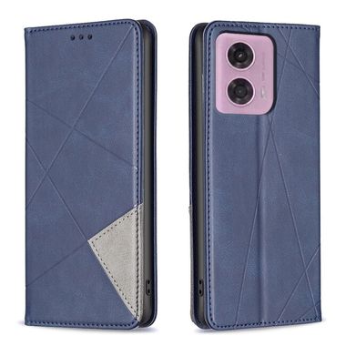 Peňaženkové kožené puzdro Rhombus Magnetic na Motorola Moto G34 5G - Modrá