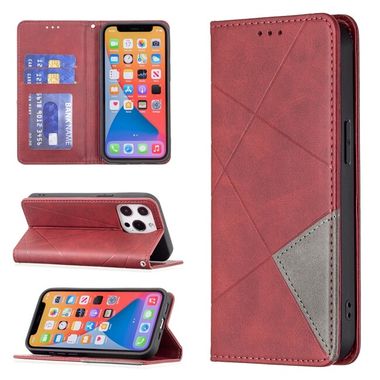 Peňaženkové kožené puzdro RHOMBUS na iPhone 13 - Červená