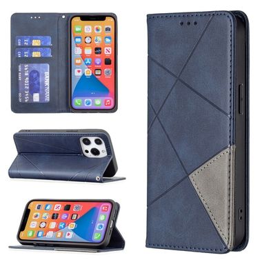 Peňaženkové kožené puzdro RHOMBUS na iPhone 13 Mini - Modrá