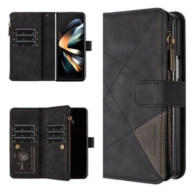 Peňaženkové kožené puzdro Rhombus na Samsung Galaxy Z Fold5 - Čierna