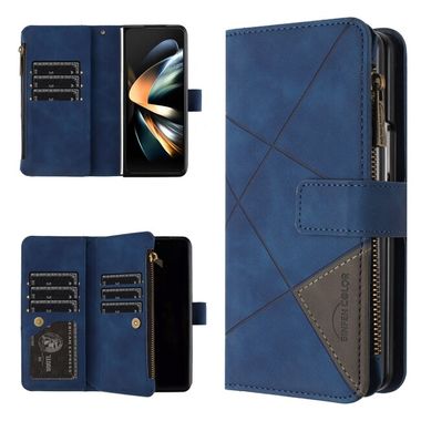 Peňaženkové kožené puzdro Rhombus na Samsung Galaxy Z Fold5 - Modrá