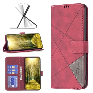Peňaženkové kožené puzdro Rhombus na Xiaomi Redmi 12 - Červená