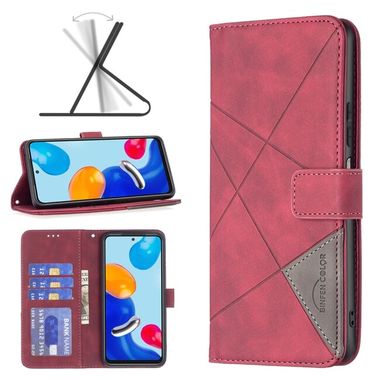 Peňaženkové kožené puzdro Rhombus na Xiaomi Redmi Note 12S - Červenrá