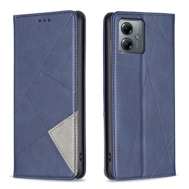 Peňaženkové kožené puzdro Rhombus Texture na Motorola G14 - Modrá