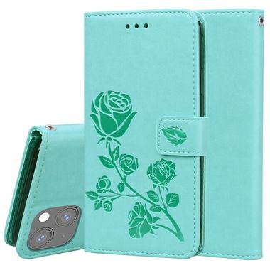 Peňaženkové kožené puzdro ROSE na iPhone 13 Mini - Zelená