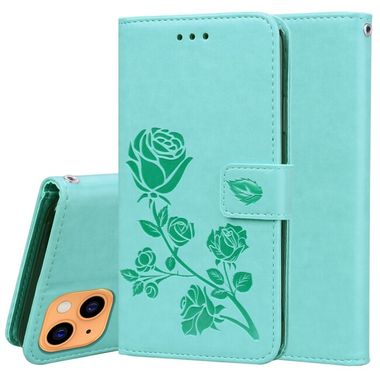 Peňaženkové kožené puzdro ROSE na iPhone 13 - Zelená