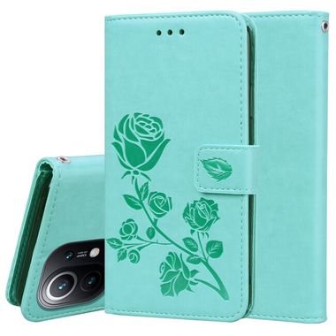 Peňaženkové kožené puzdro ROSES na Xiaomi Mi 11 Lite - Zelená