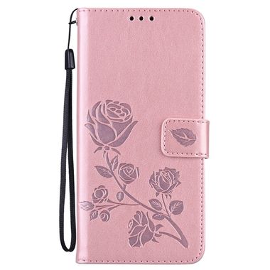 Peňaženkové kožené puzdro ROSE na Xiaomi Redmi Note 11 / 11S - Ružovozlatá