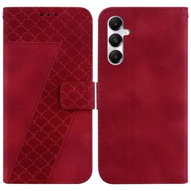 Peňaženkové kožené puzdro Seven Embossed na Samsung Galaxy A05s - Červená