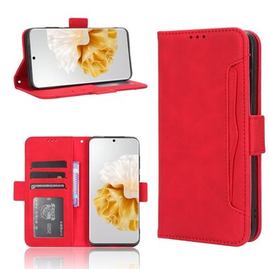 Peňaženkové kožené puzdro Skin Feel Calf na Huawei P60 Pro - Červená