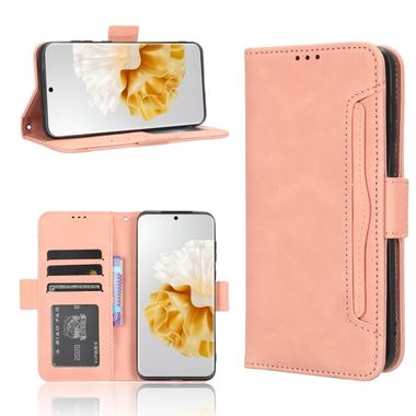 Peňaženkové kožené puzdro Skin Feel Calf na Huawei P60 Pro - Ružová
