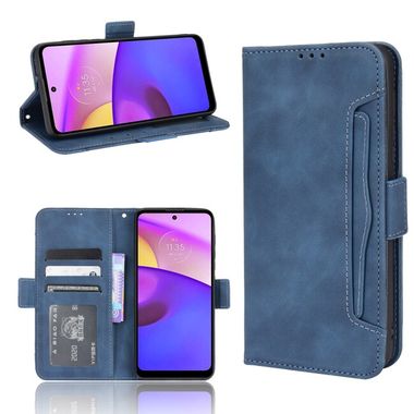 Peňaženkové kožené puzdro Skin Feel Calf Pattern na Motorola Moto E20 / E30 / E40 - Modrá