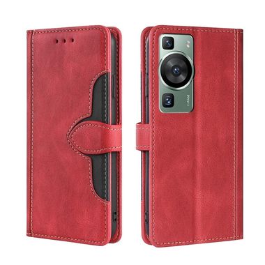 Peňaženkové kožené puzdro Skin Feel Magnetic Buckle na Huawei P60 Pro - Červená