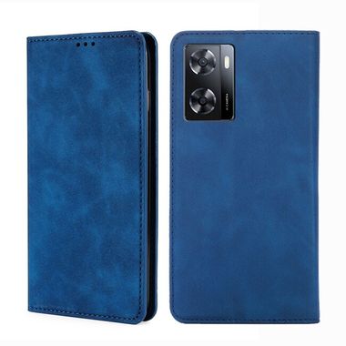 Peňaženkové kožené puzdro Skin Feel Magnetic na Oppo A57 / A57s - Modrá