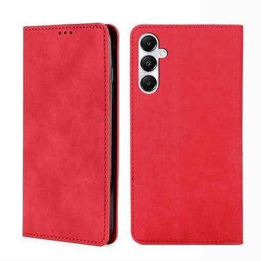 Peňaženkové kožené puzdro Skin Feel Magnetic na Samsung Galaxy A05s - Červená
