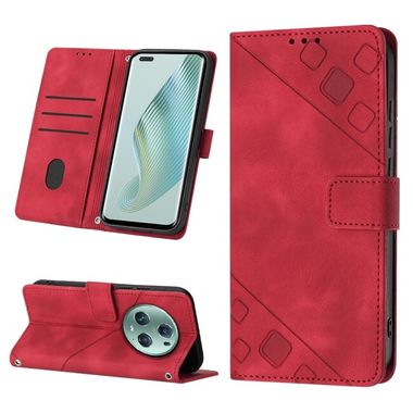 Peňaženkové kožené puzdro Skin-feel na Honor Magic5 Pro - Červená