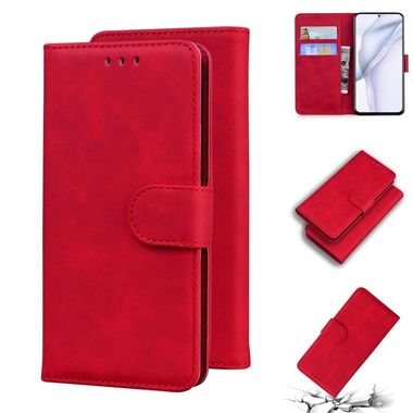 Peňaženkové kožené puzdro SKIN FEEL na Huawei P50 Pro – Červená