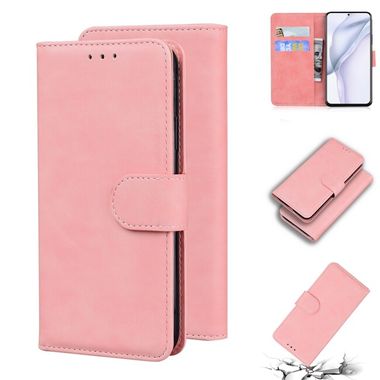 Peňaženkové kožené puzdro SKIN FEEL na Huawei P50 Pro – Ružová