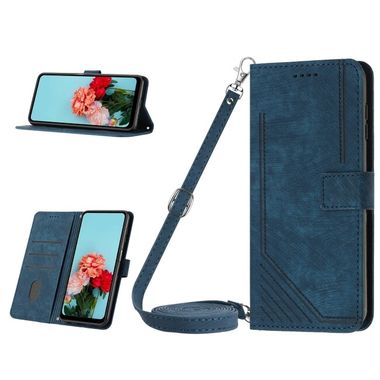 Peňaženkové kožené puzdro SKIN FEEL na iPhone 15 Plus – Modrá