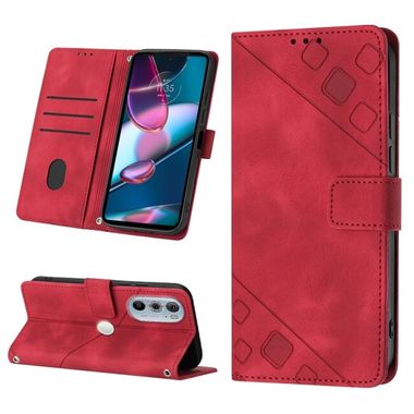 Peňaženkové kožené puzdro Skin-feel na Motorola Edge 30 Pro - Červená
